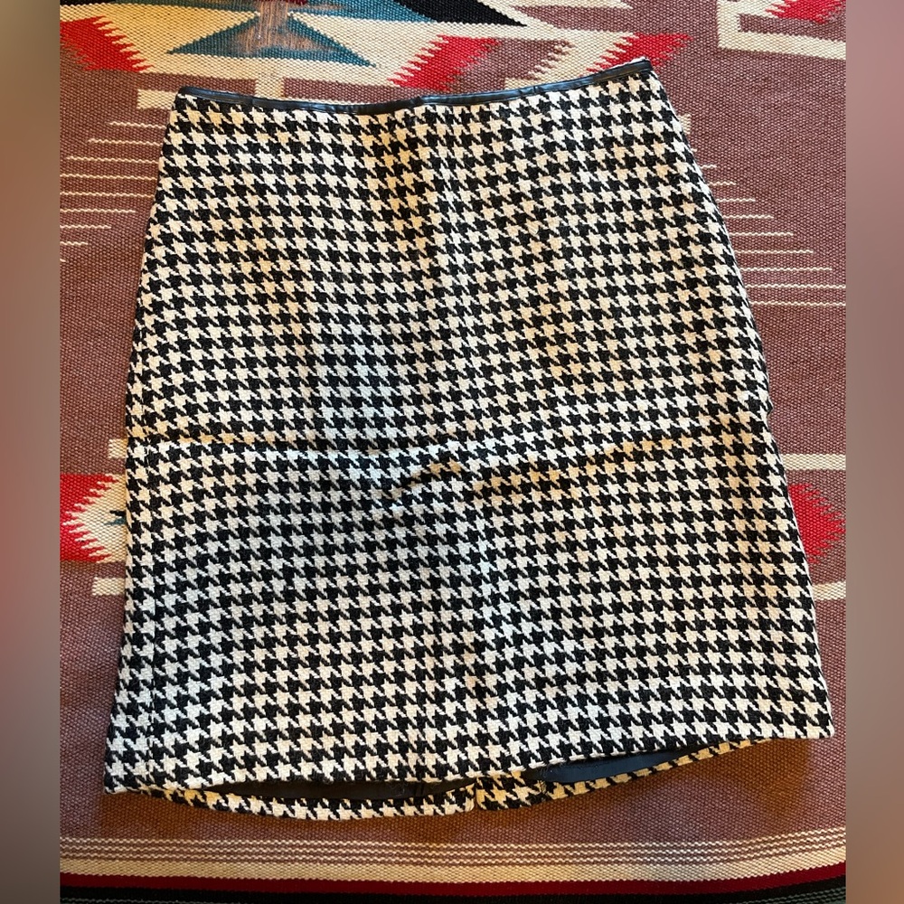 Wool Houndstooth Black and White Skirt